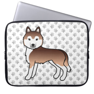Copper Siberian Husky Cute Cartoon Dog Laptop Sleeve