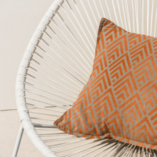 Copper Silver Gray Art Deco Triangles Geometry Lux Cushion