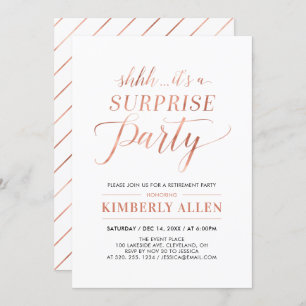 Copper   Simple Modern Surprise Retirement Party Invitation