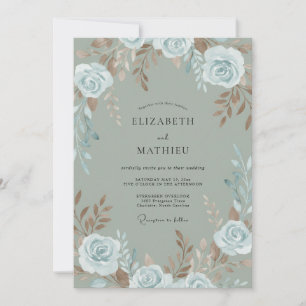 Copper Slate Rose Wedding Invitation