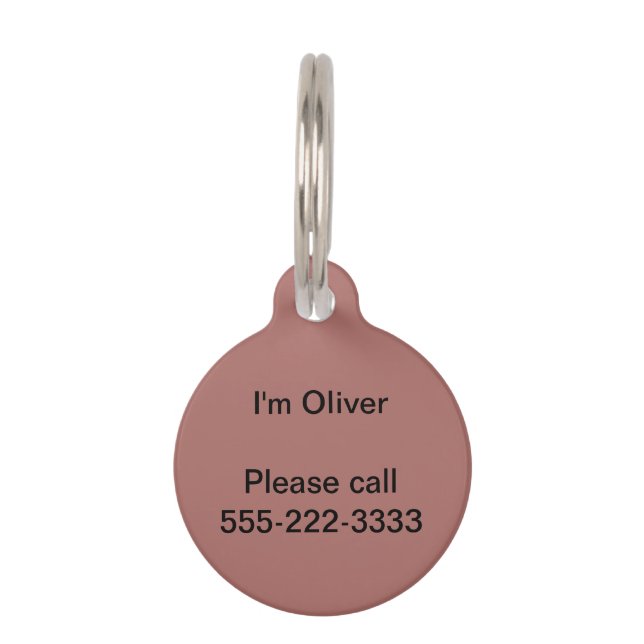 Copper Solid Colour Pet Tag (Front)