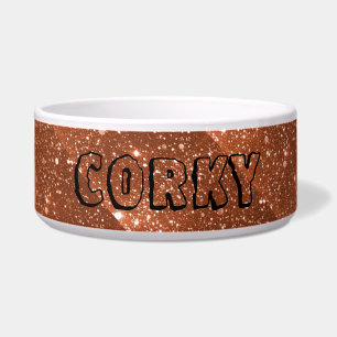 Copper Sparkle Personalised Pet Food Water Bowl