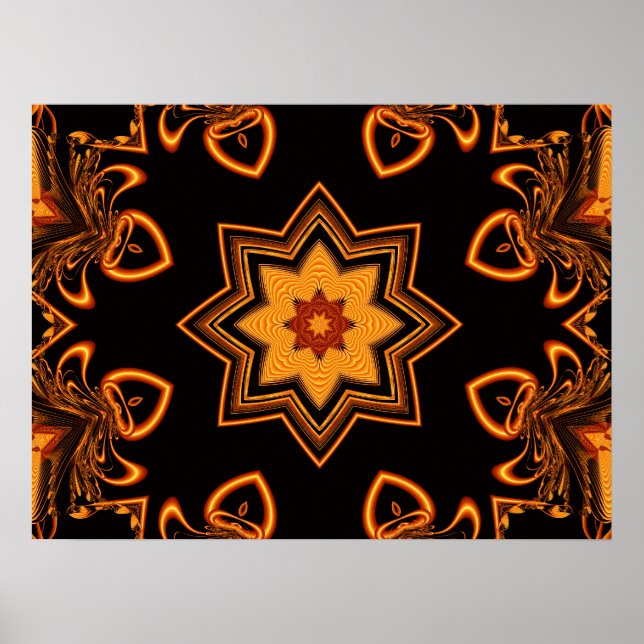 Copper Star Kaleidoscope Poster (Front)