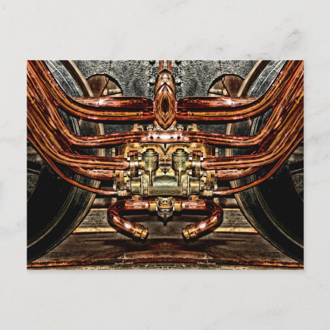copper steam engine train - steampunk engineer postcard (Front)