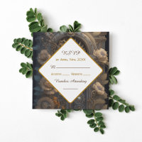 Copper Steampunk Unique Wedding RSVP