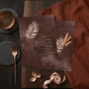 Copper Sunset Palm Leaves Dark Stone Menu ID1323