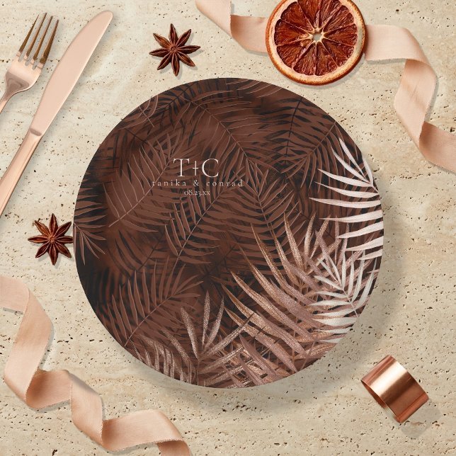 Copper Sunset Palm Leaves ID1323 Paper Plate (Creator Uploaded)