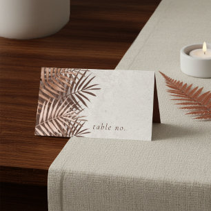 Copper Sunset Palm Leaves on Stone ID1323 Place Card
