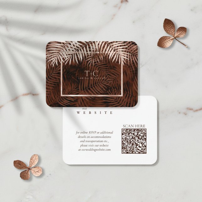 Copper Sunset Palm Leaves Wedding Website ID1323 Enclosure Card (Creator Uploaded)