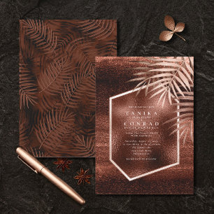 Copper Sunset Palms Dark Metallic ID1323 Invitation