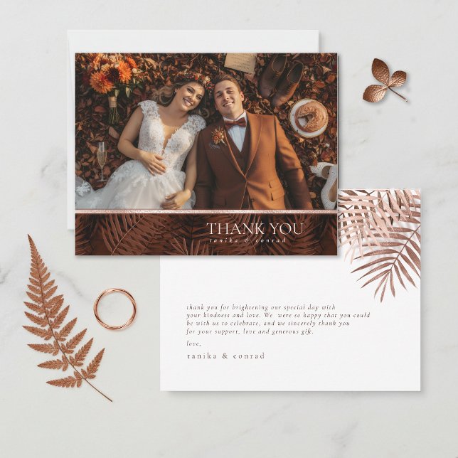Copper Sunset Palms Wedding ID1323 Thank You Card (Creator Uploaded)