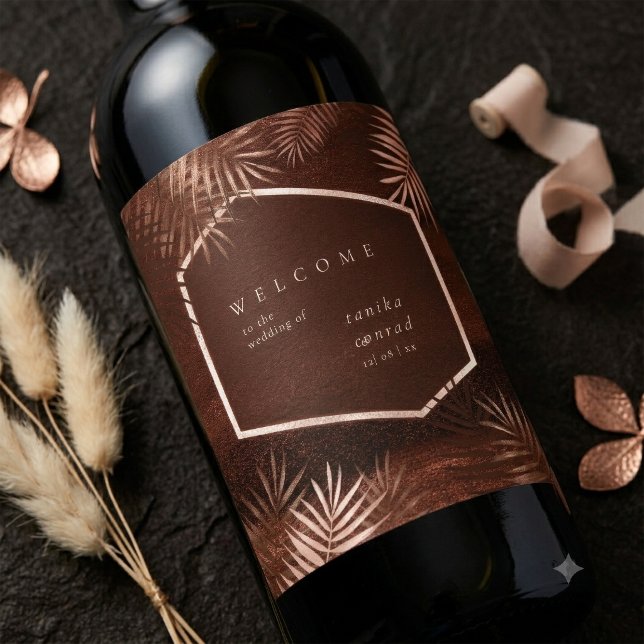 Copper Sunset Wedding Welcome ID1323 Wine Label (Creator Uploaded)