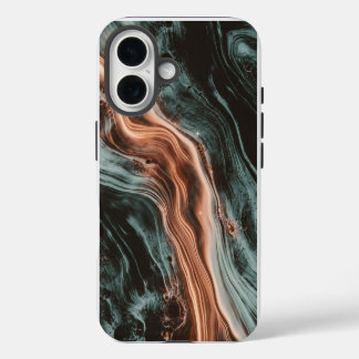 Copper & Teal Marble Flow iPhone 16 Case