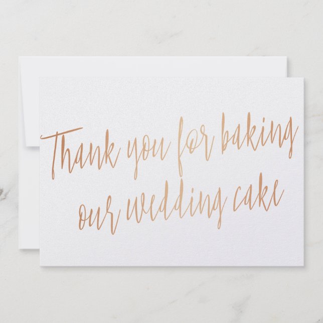 Copper "Thank you for baking our wedding cake" Thank You Card (Front)