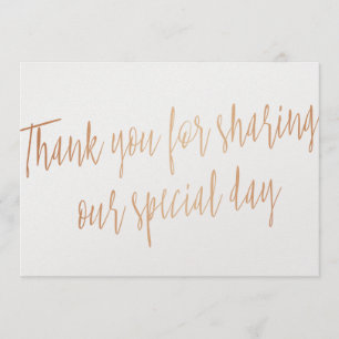 Copper "Thank you for sharing our special day" Thank You Card