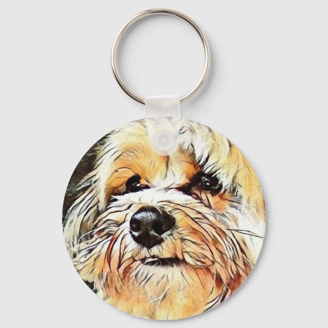 Copper the Morkie keychain (Front)