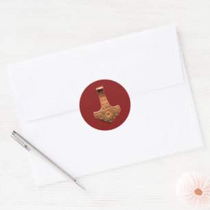 Copper Thor Hammer red small round stickers