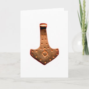 Copper Thor Hammer white greeting card