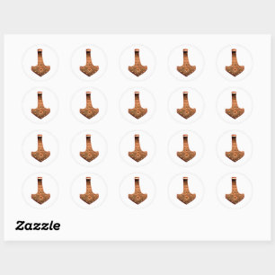 Copper Thor Hammer white small round stickers