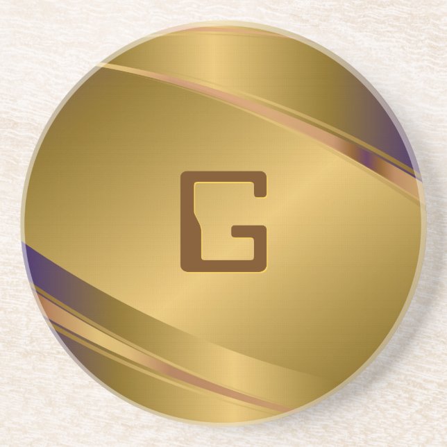 Copper Tint Metallic Look-Stainless Steel Pattern Coaster (Front)