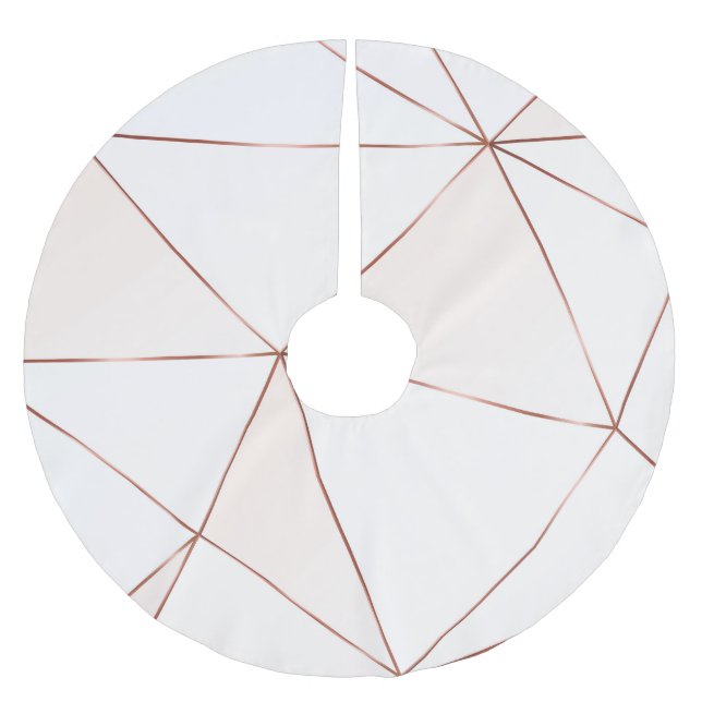 Copper triangles, metallic, glitter, polygonal. brushed polyester tree skirt (Front)