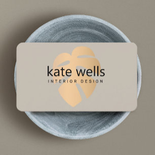 Copper Tropical Leaf  Interior Decorator Business Card