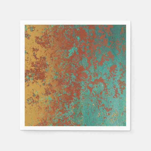 Copper Turquoise Blue Orange Brown Texture Napkin (Front)