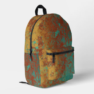 Copper Turquoise Blue Orange Brown Texture Printed Backpack