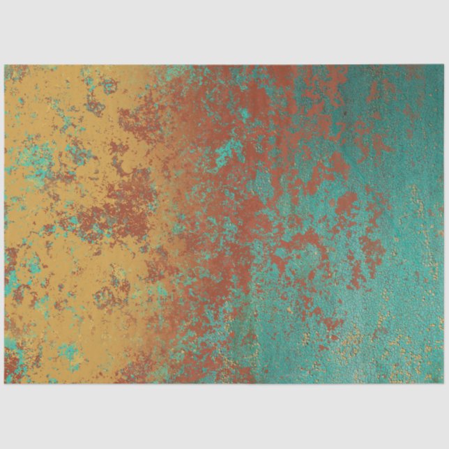 Copper Turquoise Blue Orange Brown Texture Tissue Paper (Front)