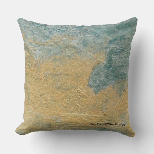 Copper Turquoise Faux Stone Pattern Throw Pillows (Front)