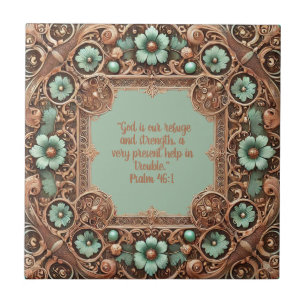 Copper Turquoise Fillagree Frame Bible Verses Tile