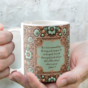 Copper Turquoise Fillagree Frame Customisable Coffee Mug