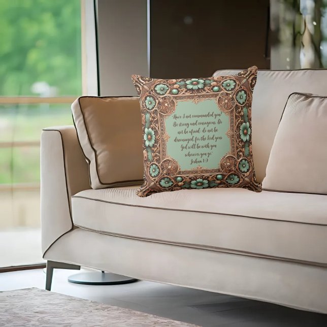 Copper Turquoise Fillagree Frame Customisable  Cushion (Creator Uploaded)