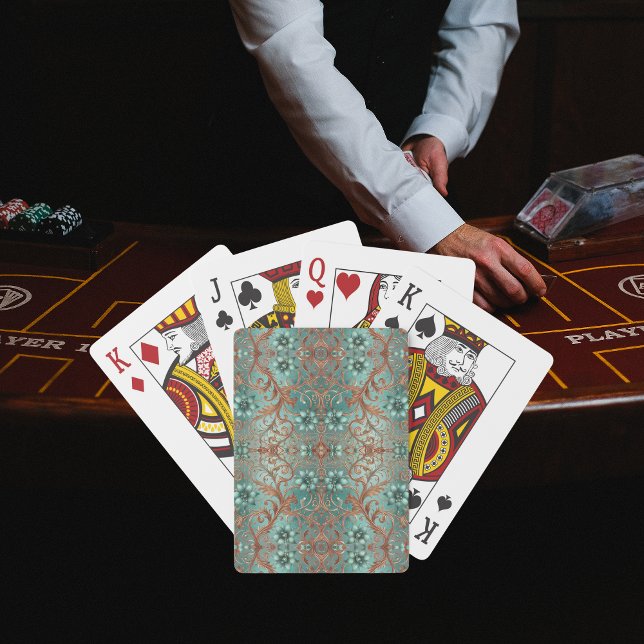 Copper Turquoise Floral  Playing Cards (Creator Uploaded)