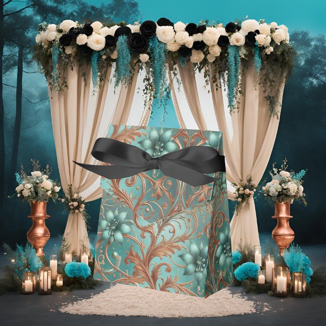 Copper Turquoise Flowers and Vines Favour Box (Creator Uploaded)