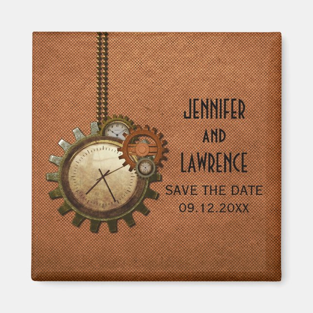 Copper Vintage Clock Save the Date Magnet (Front)