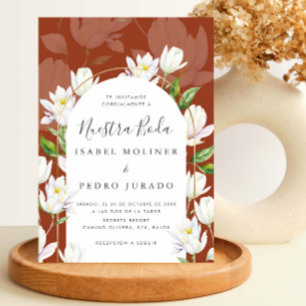 Copper Watercolor Botanical Nuestra Boda Wedding Invitation