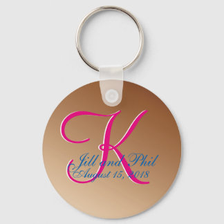 Copper Wedding Monogram Brown P:ecan Great Value Key Ring