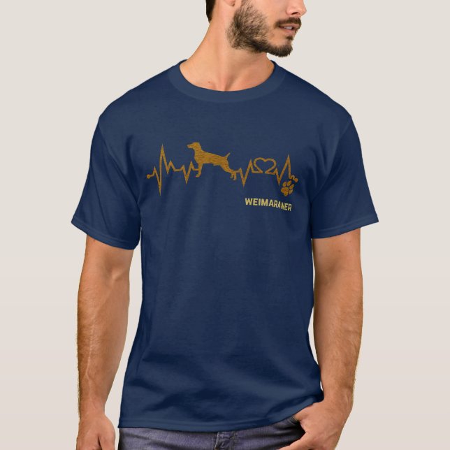 Copper Weimaraner Dog EKG T-Shirt (Front)