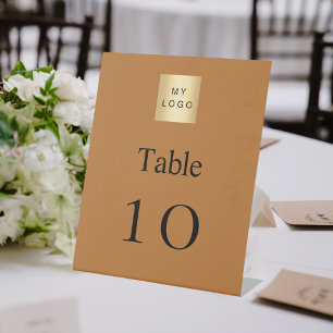 Copper white business logo table number pedestal sign