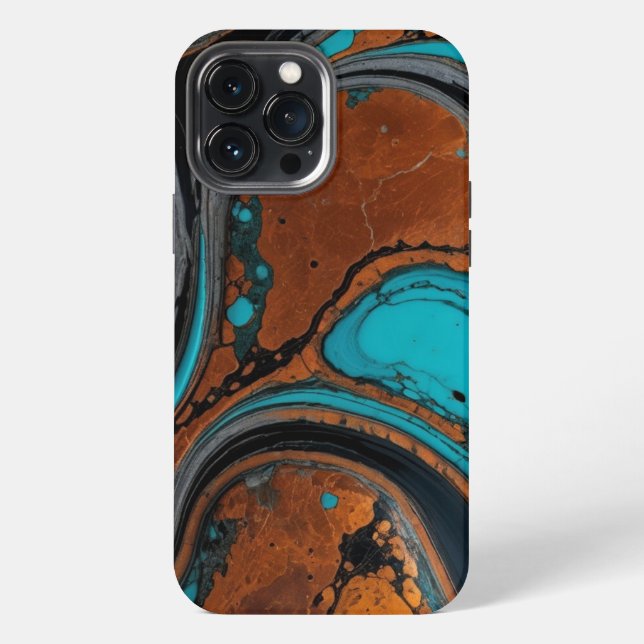 Copper with Turquoise abstract iPhone Case (Back)