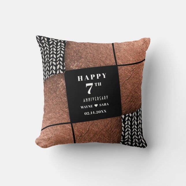 Copper Wool 7th Wedding Anniversary Cushion (Front)