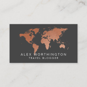 Copper World Map Professional International Travel Business Card
