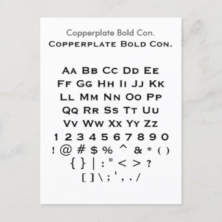 Copperplate Bold Con. - Zazzle Font Sampler Sheet Postcard