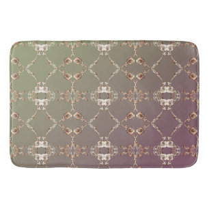 Coppery Roses on Plum Bath Mat