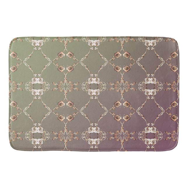 Coppery Roses on Plum Bath Mat (Front)