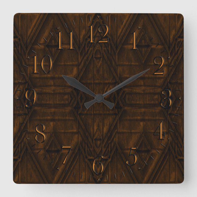 Coppery Steampunk Pyramid Design Square Wall Clock (Front)