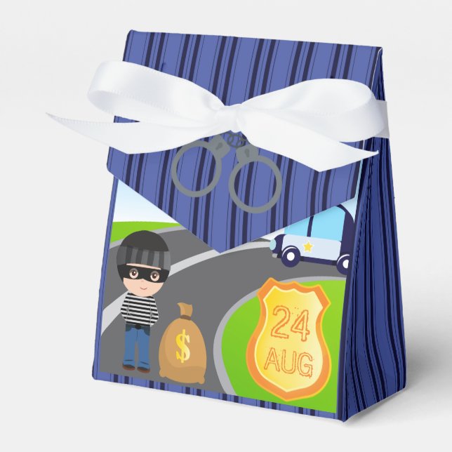 Cops and Robbers Birthday Party Guest Thank You Favour Box (Front Side)