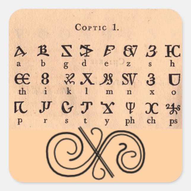 Coptic Alphabet Square Sticker (Front)