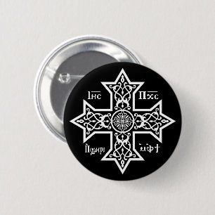 Coptic Cross 6 Cm Round Badge